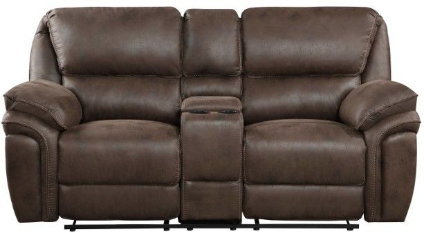 Homelegance® Proctor Brown Power Double Reclining Console Loveseat-2