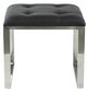 A & B Home Black Velvet/Sliver Console Table And Stool Set-1