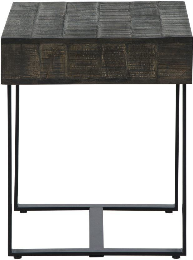 Signature Design by Ashley® Kevmart Grayish Brown End Table with Black Metal Base-2