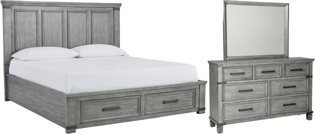 Signature Design by Ashley® Russelyn 3-Piece Gray California King Panel Storage Bed Set-0