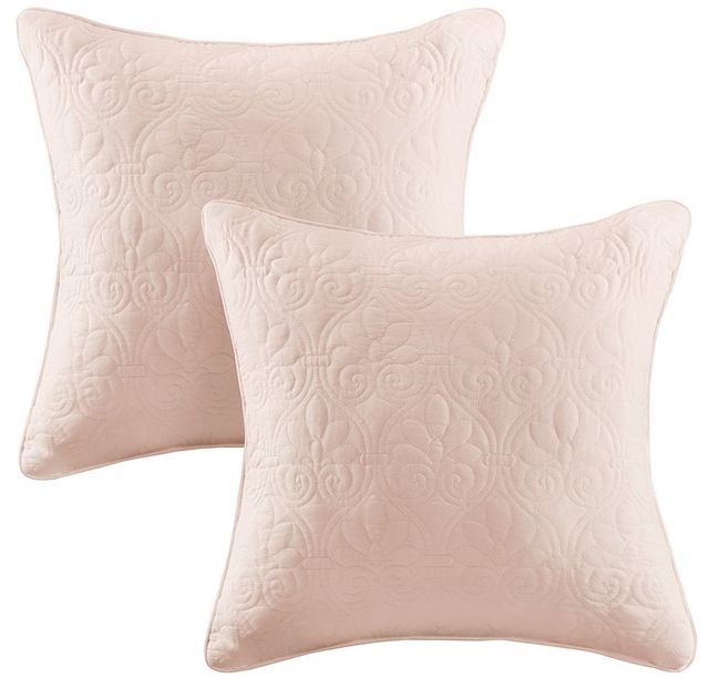 Olliix by Madison Park Quebec 2 Blush 20"x20" Quilted Square Pillow Pair-0