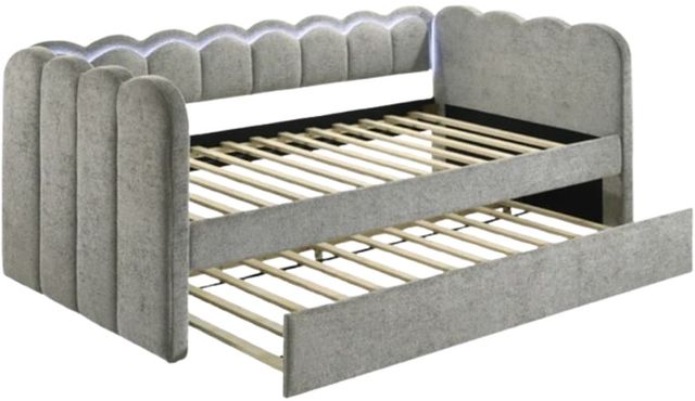Crown Mark Melody Light Gray Upholstered Daybed-0