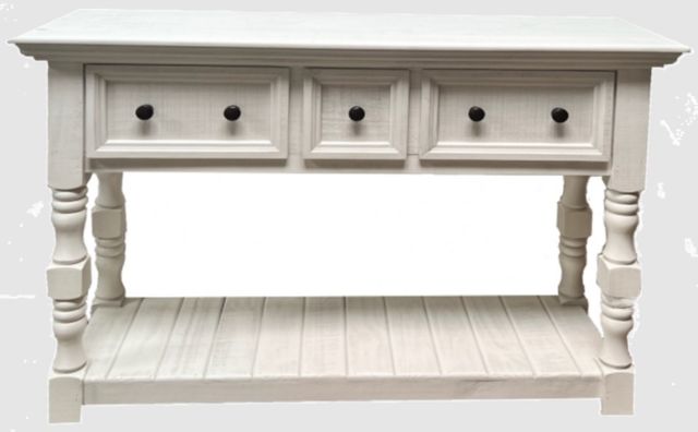 Million Dollar Rustic Cottage Frosted White Sofa Table-1