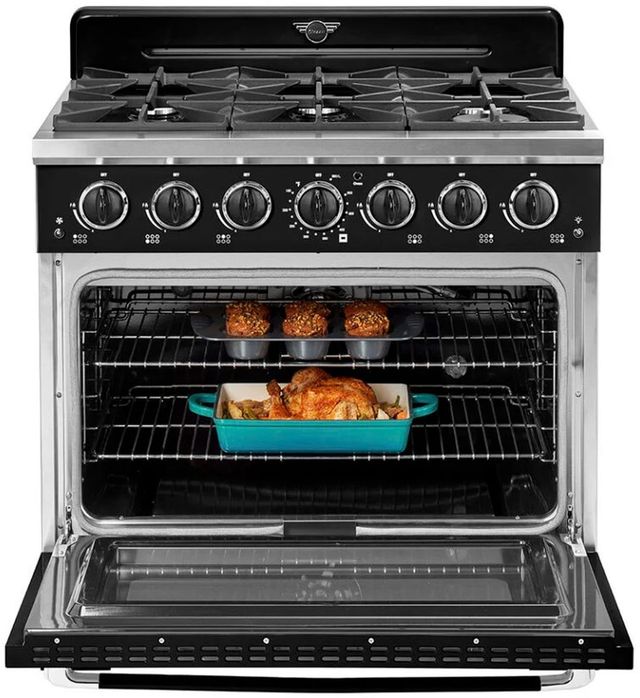 Unique® Appliances Classic Retro 36" Midnight Black Pro Style Gas Range-2