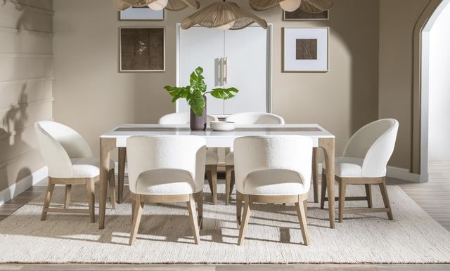 Legacy Classic Melrose Cloud White Rectangular Dining Table with Desert Oak Base-1