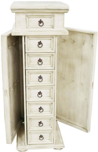 Million Dollar Rustic White Jewelry Chest with Side Door-1