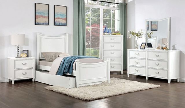 Furniture of America® Lycoris White Twin Poster Bed-4