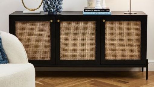 Jaipur Furniture Rattan Range Black/Brown 3-Door Sideboard-0