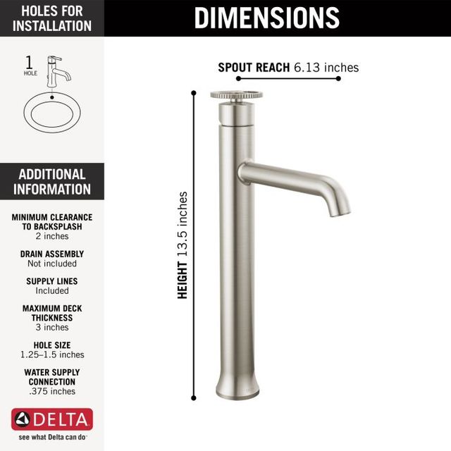 Delta Trinsic® Stainless Single Handle Wheel Vessel Bathroom Faucet-3