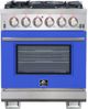 FORNO® Capriasca 30" Stainless Steel Pro Style Gas Range with Blue Door-0