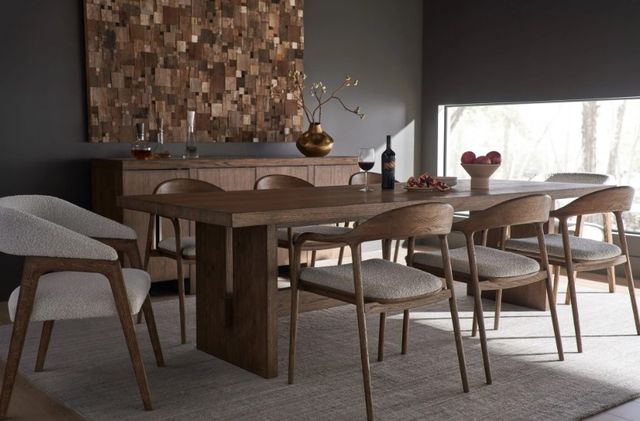 Universal Explore Home™ New Modern Medium Brown Oak/Oris Snow Dining Chair-2