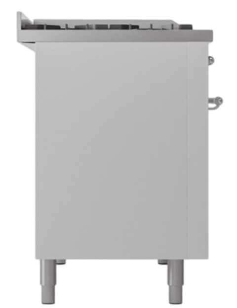 Ilve® Nostalgie II Noblesse 48'' White Pro Style Dual Fuel Range with Chrome Trim-2