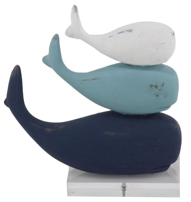 Deco Marche Multi-Colored Polystone Whale Sculpture-0