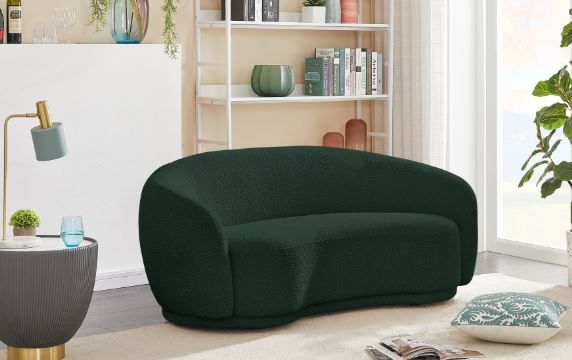 Meridian Furniture Hyde Green Boucle Fabric Loveseat-2