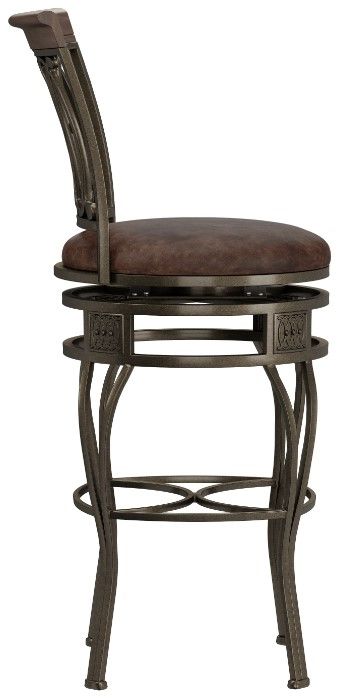 HH2 Home Montello Distressed Brown Swivel Bar Stool-2