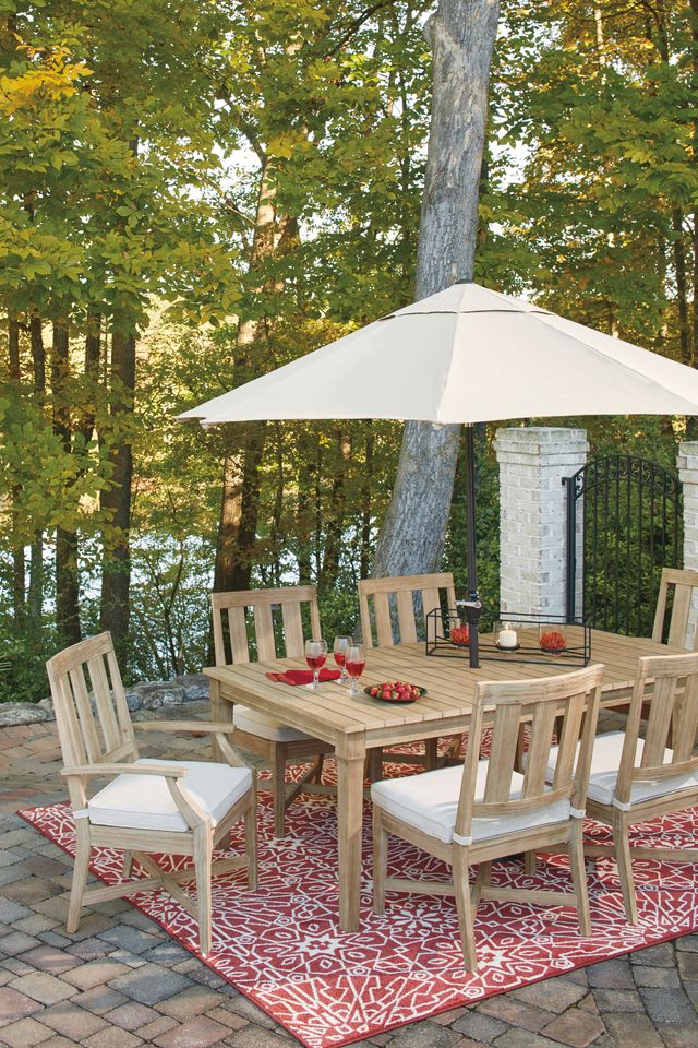 Signature Design by Ashley® Clare View Beige Outdoor Dining Table with Umbrella Option-2