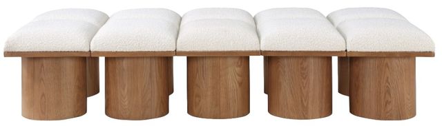 Meridian Furniture Pavilion 10-Piece Cream/Walnut 78" Modular Bench Set-1
