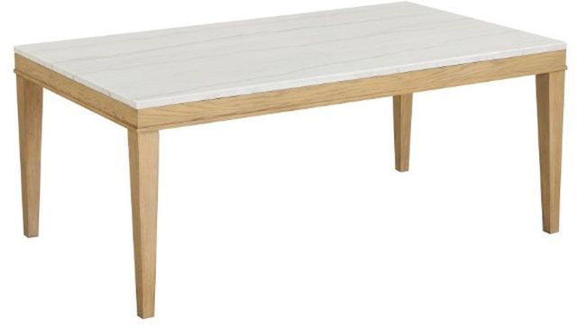 New Classic® Home Furnishings Essence White Marble Table Top with Natural Base-0