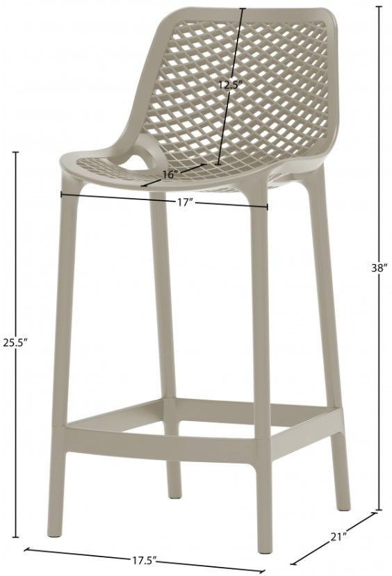 Meridian Furniture Mykonos Taupe Plastic Outdoor Patio Stool-2