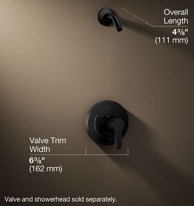KOHLER® Pitch® Rite-Temp® Matte Black Shower Trim Kit with Push-Button Diverter, Less Showerhead-2