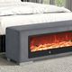 Furniture of America® Elnath Gray Bench with Visual Wood Log Fireplace-2