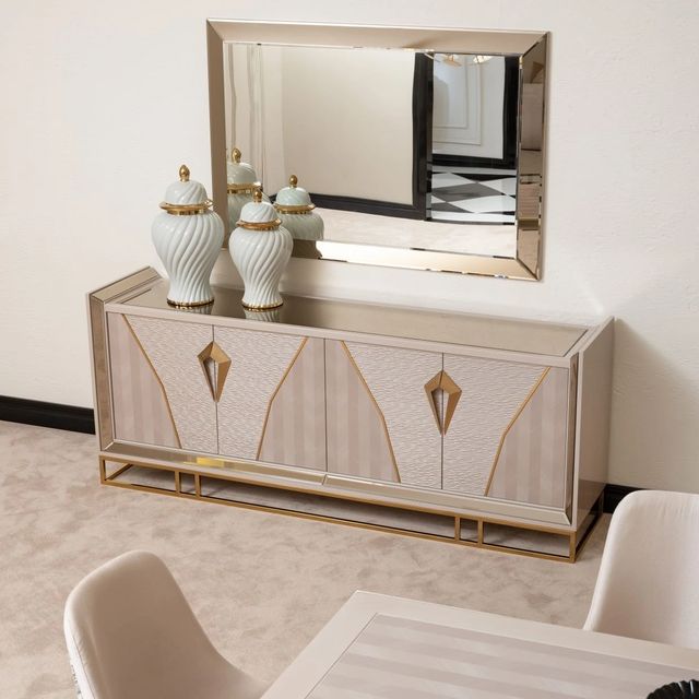 Michael Amini® Carmela Shimmer Ivory Console Table-1