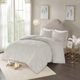 Olliix by Madison Park Grey King/California King Laetitia Tufted Cotton Chenille Medallion Duvet Cover Set-2