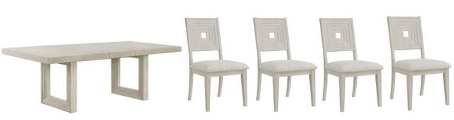 Elements International Avalanche 5-Piece Antique White Dining Set