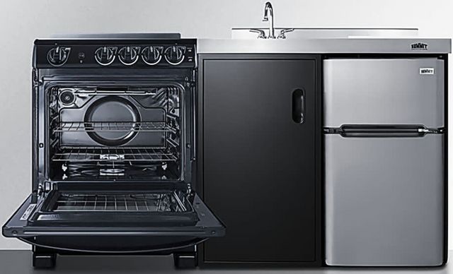 Summit® 63" Black and Stainless Steel All-In-One Kitchenette-2