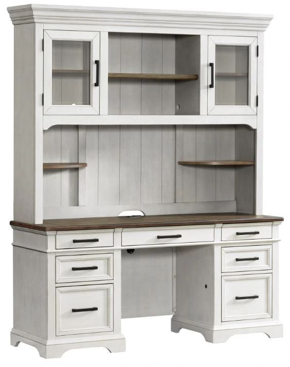 Intercon Drake 2-Piece French Oak/Rustic Gray Credenza Hutch-0