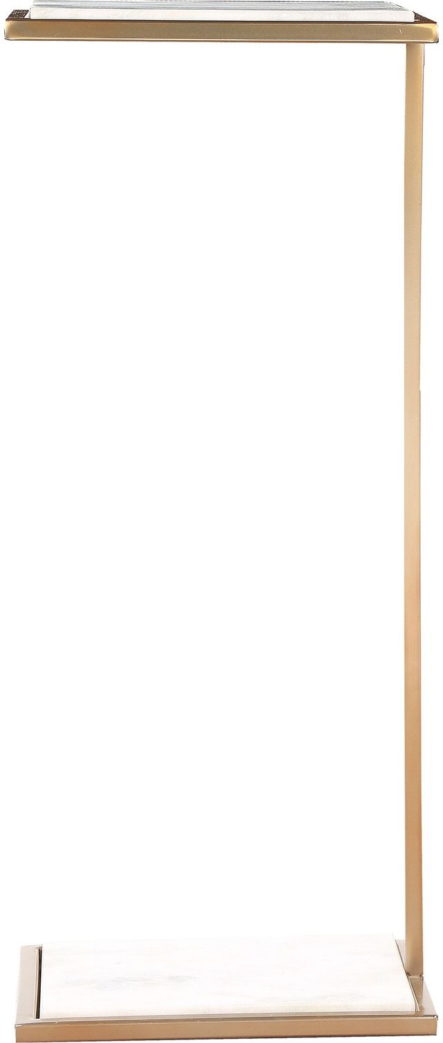 Renwil® Delma White Marble Accent  Table with Brass Stand -3