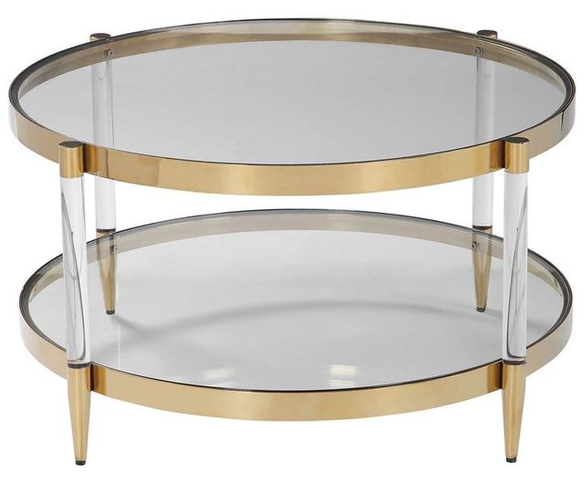 Uttermost® Kellen Glass Top Coffee Table with Clear and Gold Base-0
