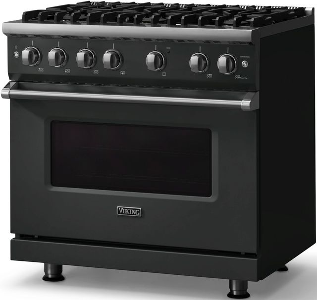 Viking® 5 Series 36" Antique Bronze Pro Style Gas (NG) Range with Polished Chrome Trim-2