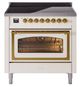 Ilve® Nostalgie II Noblesse 36'' Antique White Pro Style Induction Range with Brass Trim-0