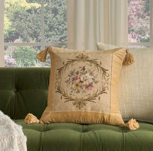 Nourison Home™ Mina Victory Vintage Pillow Beige Floral 19"x19" Throw Pillow-3