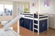 Donco Kids White Twin Loft Bed with Blue Tent Kit-1