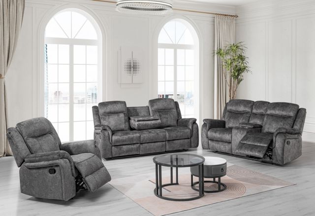 New Classic® Home Furnishings Park City Slate Loveseat with Dual Recliner-1