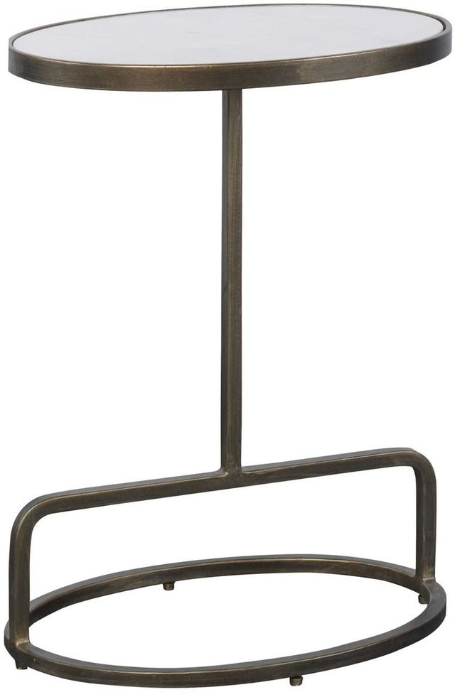 Uttermost® Jessenia White Accent Table with Antiqued Brushed Gold Base-0