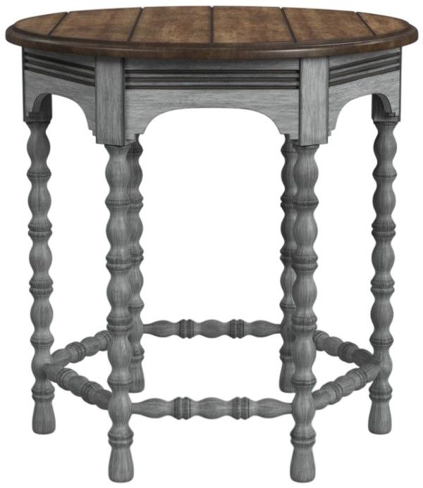 Flexsteel® Plymouth® Brown Top Lamp Table with Distressed Graywash Base-1