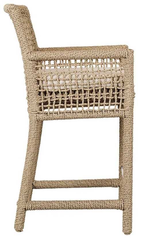 Classic Home Brisbane Natural Rope Outdoor Counter Stool-3