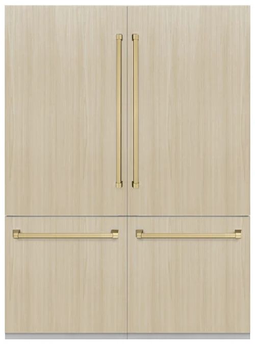 ZLINE Autograph Edition 60" 32.2 Cu. Ft. Panel Ready Built-In French Door Refrigerator with Graphite Gray Interior and Champagne Bronze Accents-0