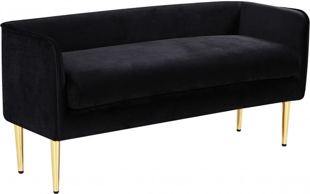 Meridian Furniture Audrey Black Velvet Accent Bench -0