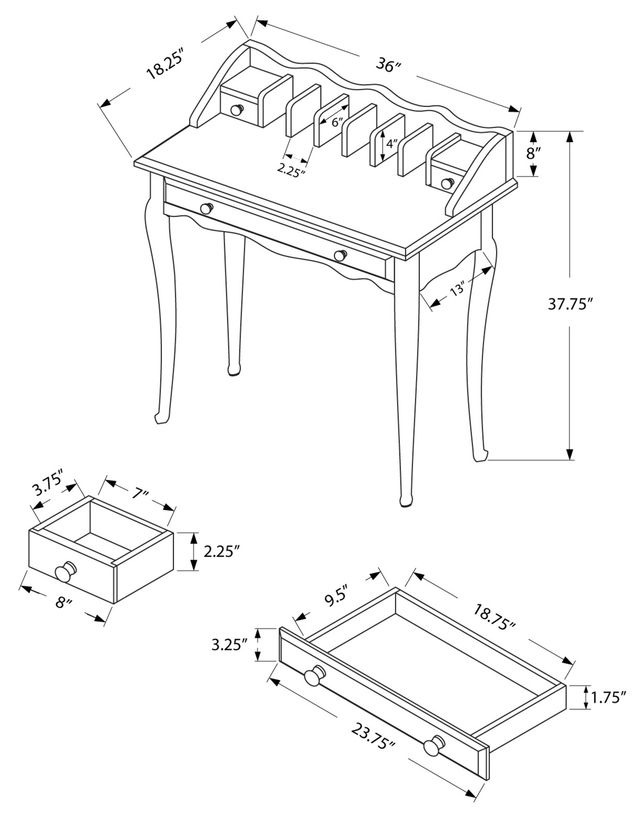 Monarch Specialties Inc. Dark Cherry Traditional Computer Desk-3
