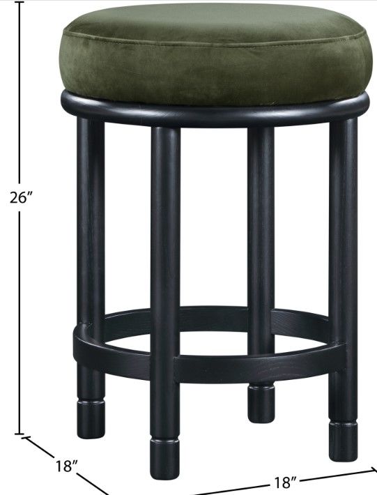 Meridian Furniture Monette Green/Black Upholstered Counter Stool-2