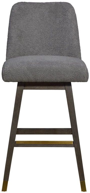 Armen Living Amelia 2-Piece Gray Boucle/Gray Oak Swivel Barstool Set-2