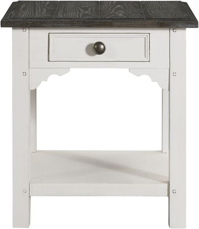 Riverside Furniture Grand Haven Rich Charcoal Square Side Table with Feathered White Base-1
