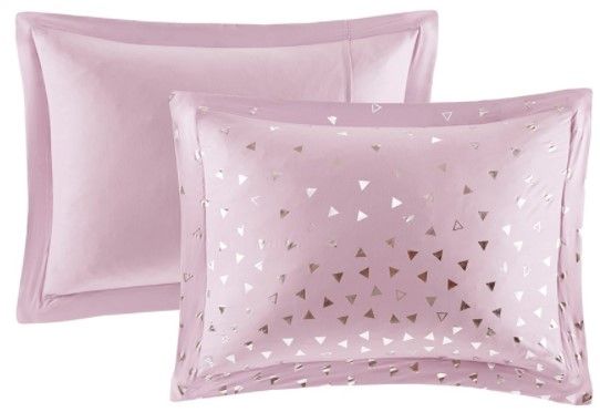 Olliix by Intelligent Design Zoey Purple and Silver Twin/Twin XL Metallic Triangle Print Comforter Set-2