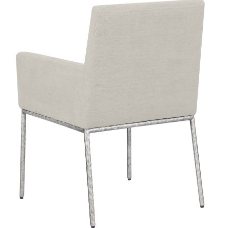 Meridian Furniture Reeves Cream/Brushed Silver Chenille Upholstered Dining Chair-3