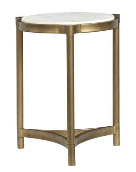 Magnussen Home® Cassidy Volakas Classic Round Accent Table with Aged Brass Base-3