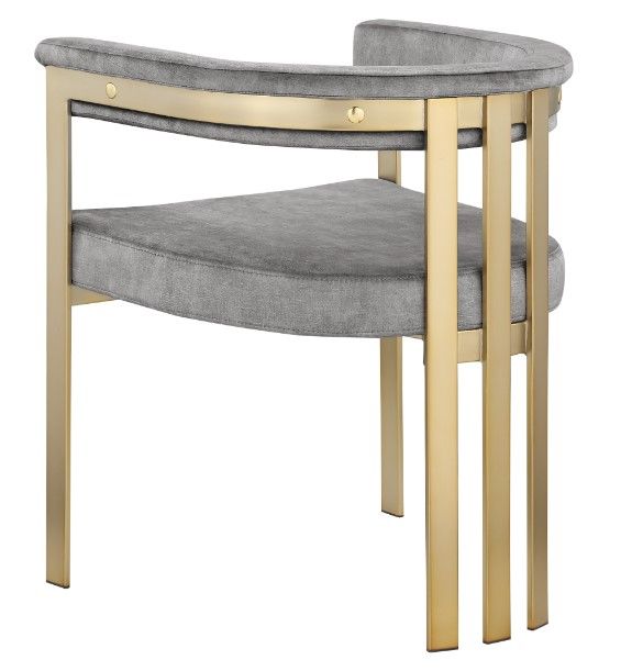 Meridian Furniture Marcello Gray/Brushed Brass Velvet Dining Chair-2